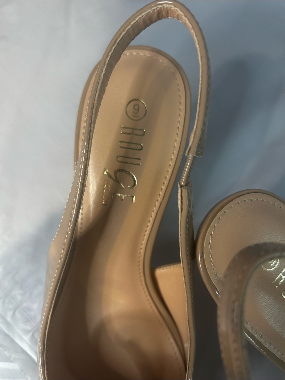 ROUGE Nude Patent Pointed-Toe Slingback Pumps with Bow Size 9. EUC - Picture 6 of 9